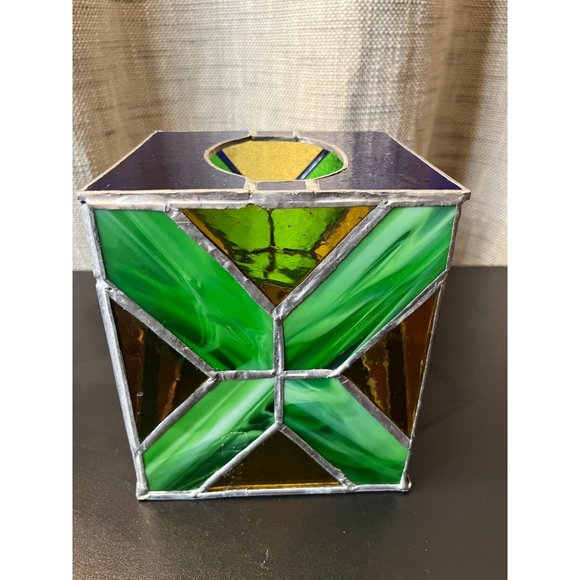 Handmade Stained Glass Tissue Box Holder - Picture 5 of 11